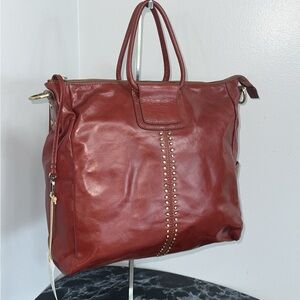 HOBO Sheila Satchel Henna Leather Large Handbag Fits IPad Laptop MISSING STRAP